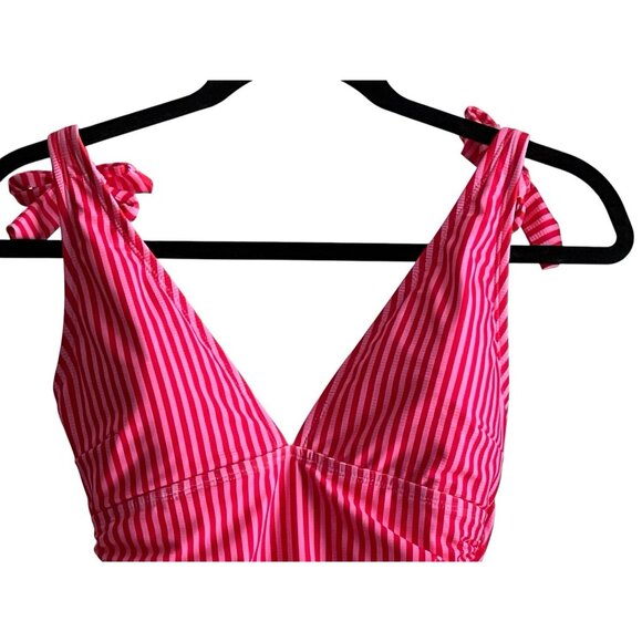 Ellen Tracy Swimsuit Orange Pink Striped Sz 6 One Piece Ruched Lined Padded Cups - Picture 3 of 15